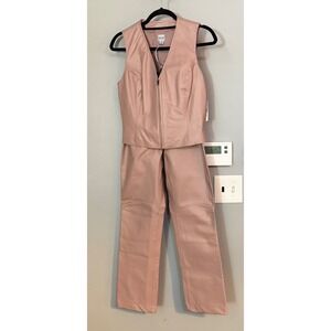 Wilsons Leather Pink Faux Leather Vest Pants Set Women's‎ Two Piece Outfit